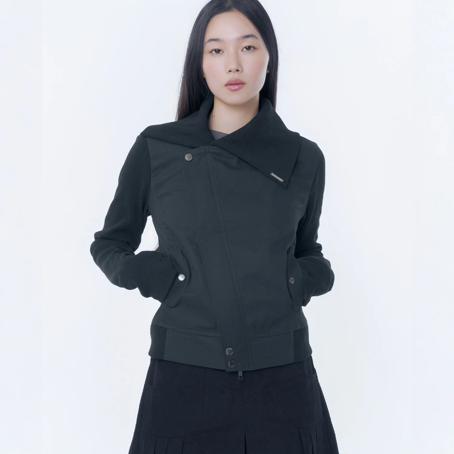Slash ribbed jacket BLACK