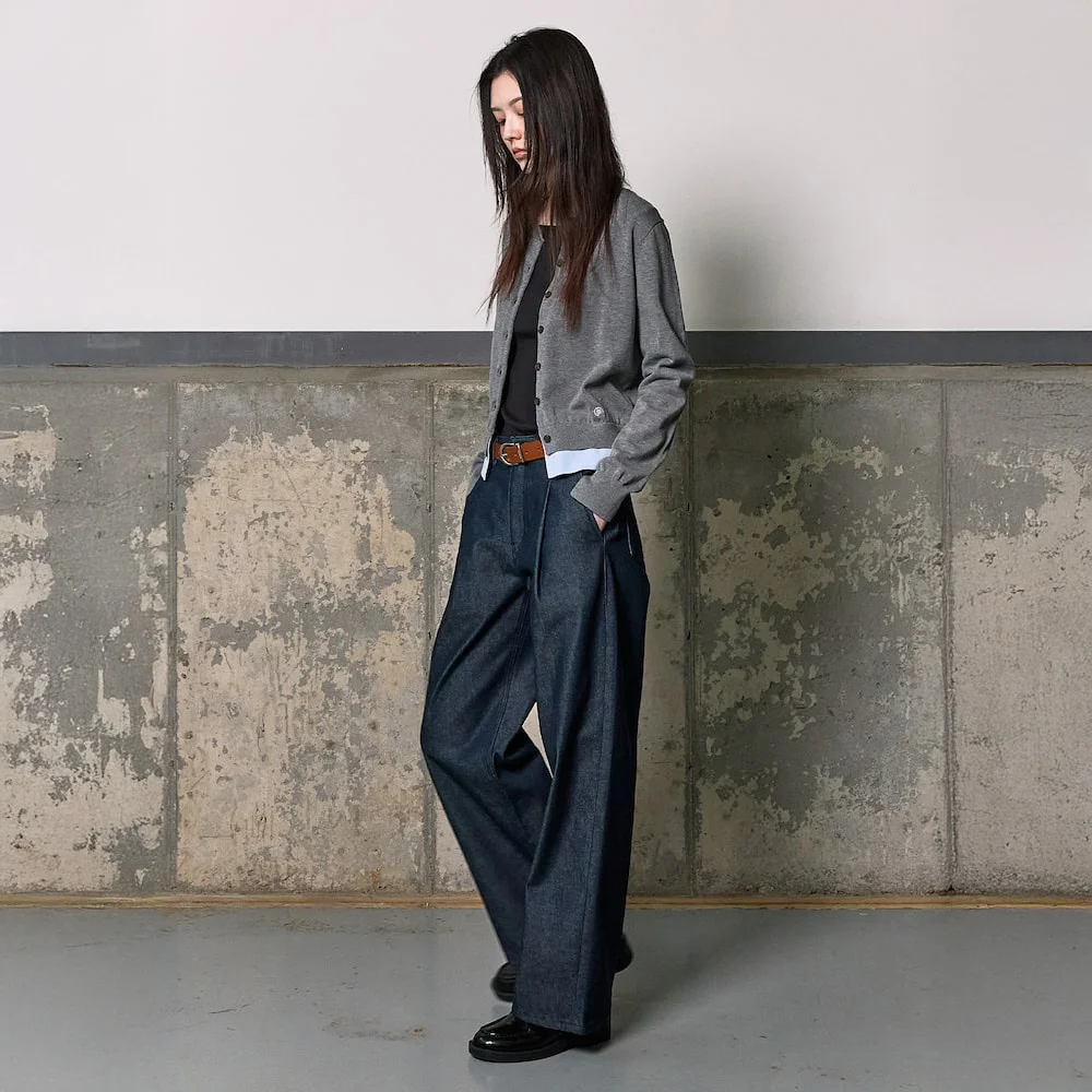 Signature Semi Wide Denim Pants Navy (KE6121M56R)
