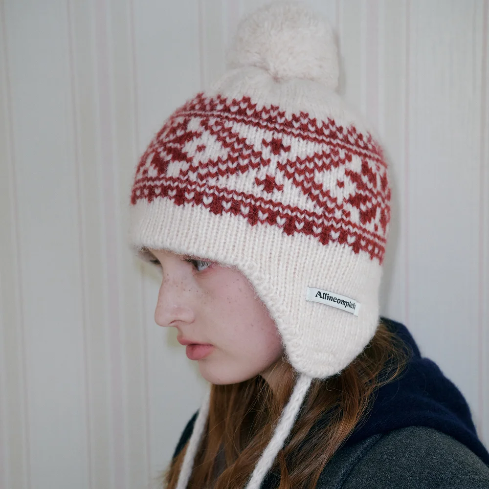 Snowflake Jacquard Earflap Beanie (2 Colors)