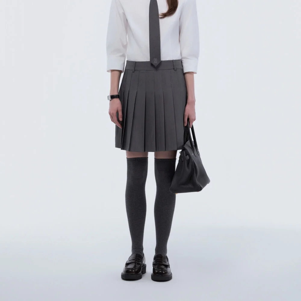 Jenn Pleated Mini Skirt - Grey