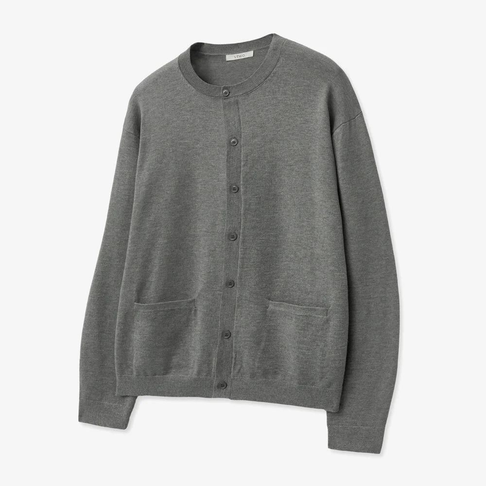 柔軟 圓領 基本款 開襟外套 (GREY)
