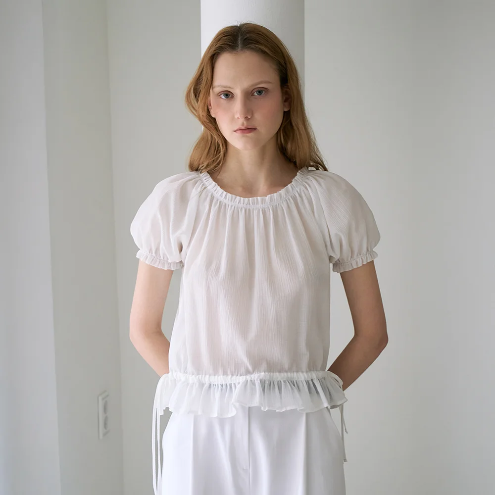 Frill Puff Crop Blouse