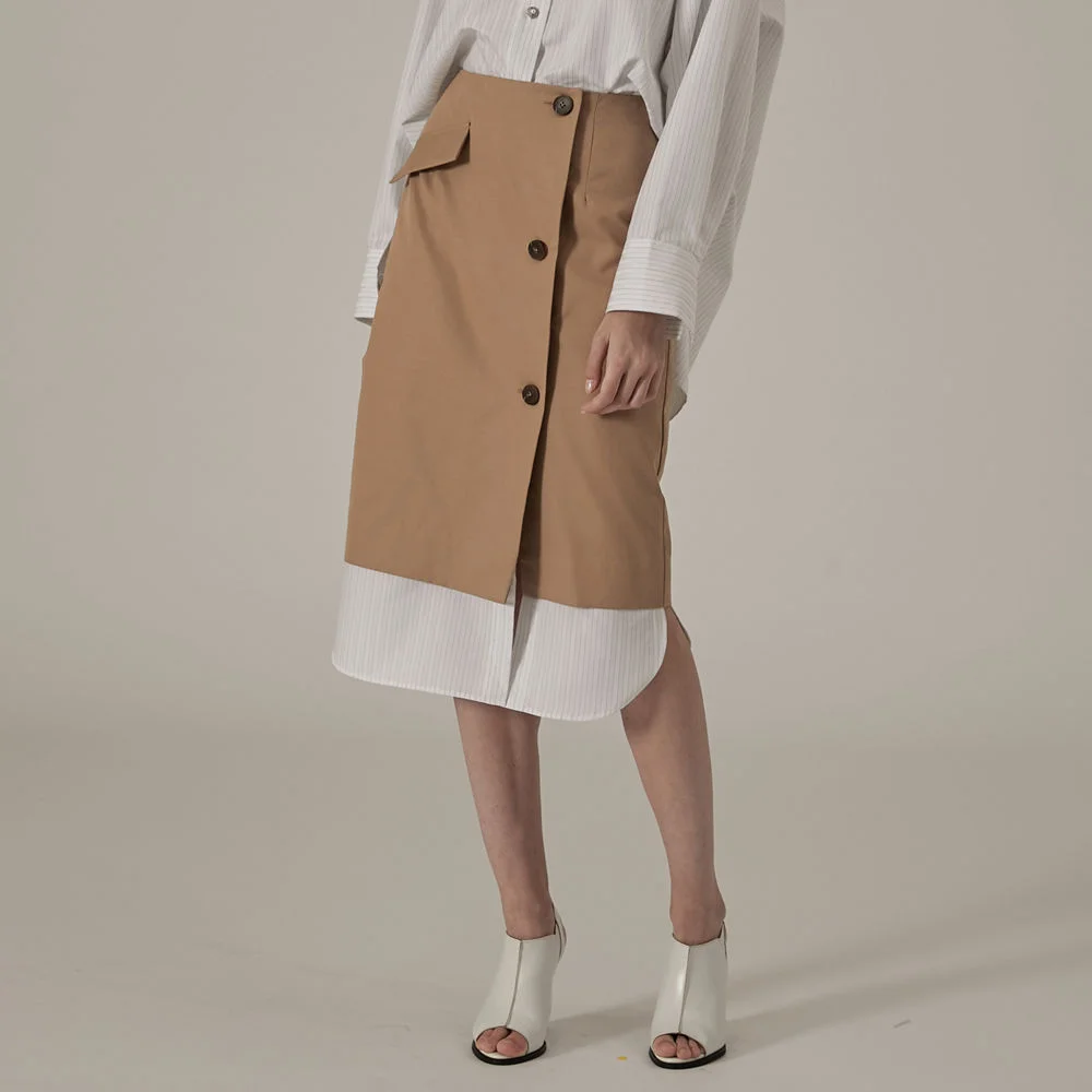 SHIRT LAYERED TRENCH SKIRT / BEIGE