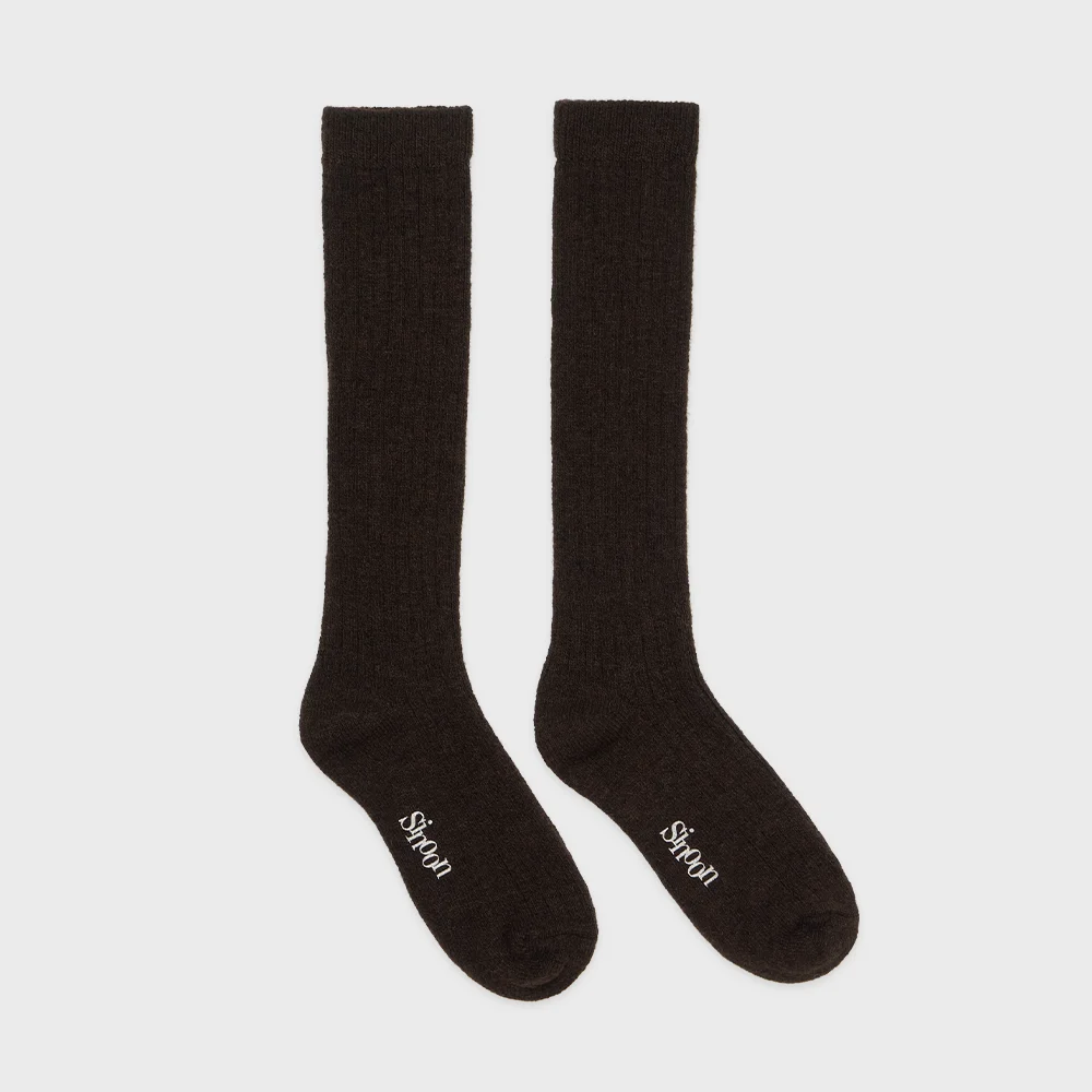 WOOL BLEND CREW SOCKS (Brown)