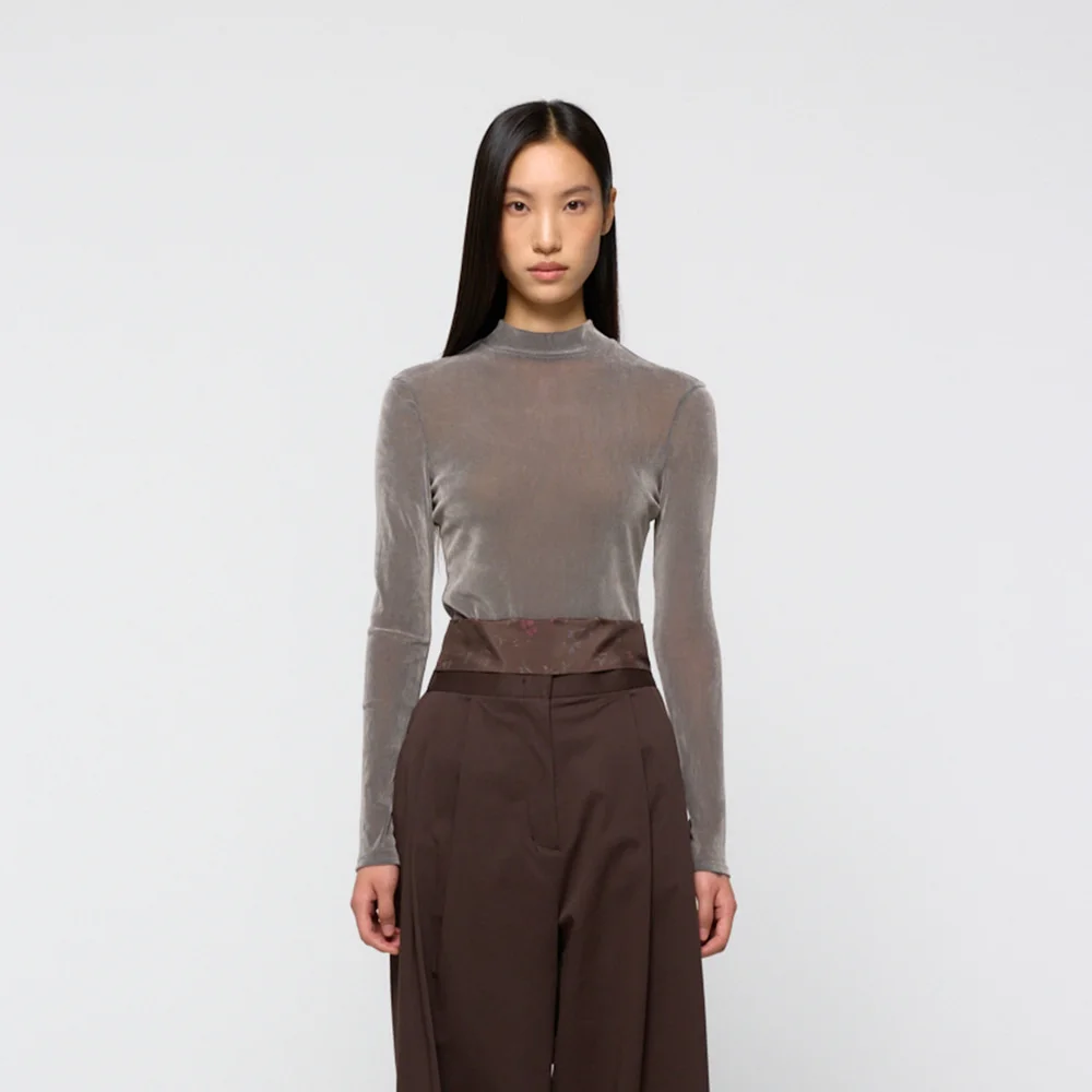 Mock neck top, Grey