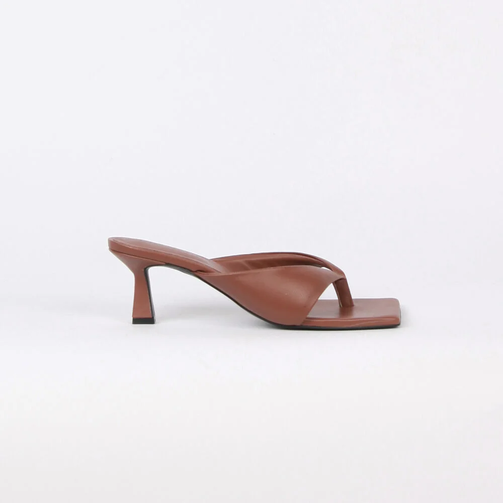 Nadia Flip-Flop Leather Heel Brown