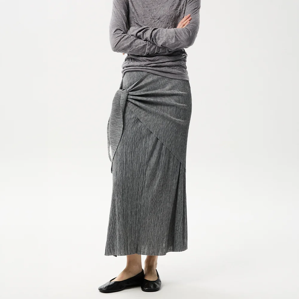 Scarf Long Skirt (Grey)