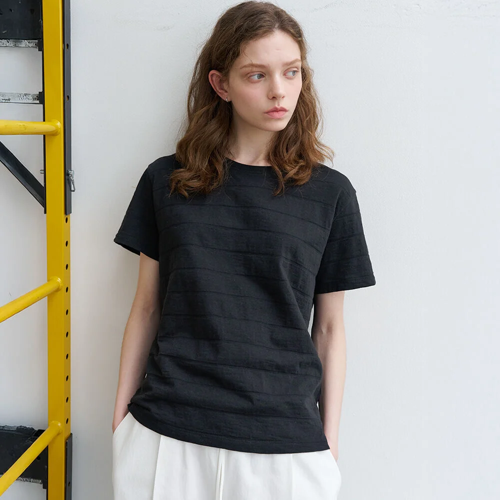 Label border T-shirt _Black