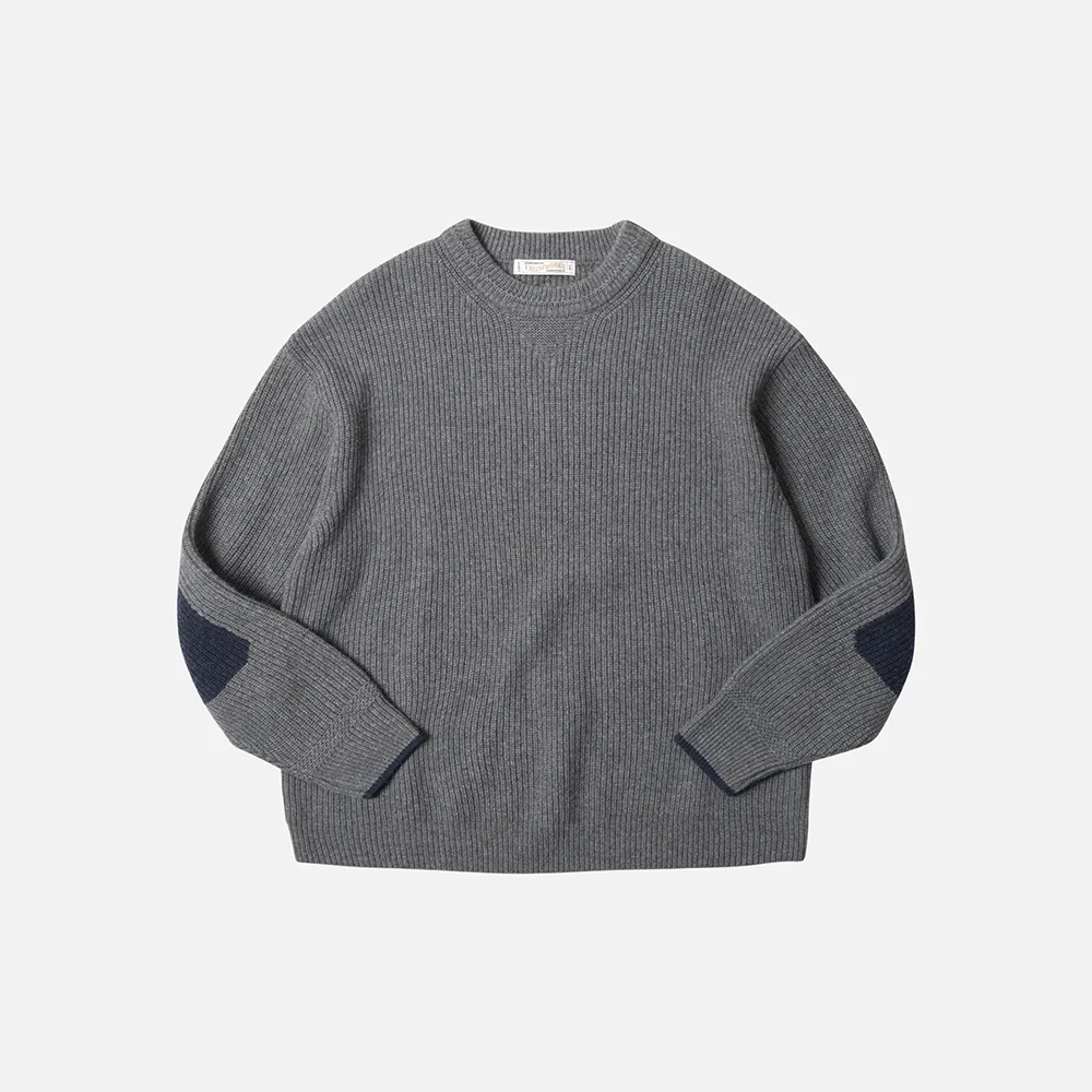 Patch round pullover knit _ gray