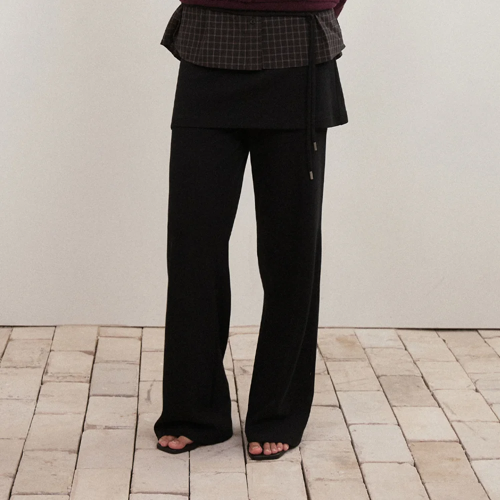 MARINE SKIRT LAYERED PANTS (BLACK)