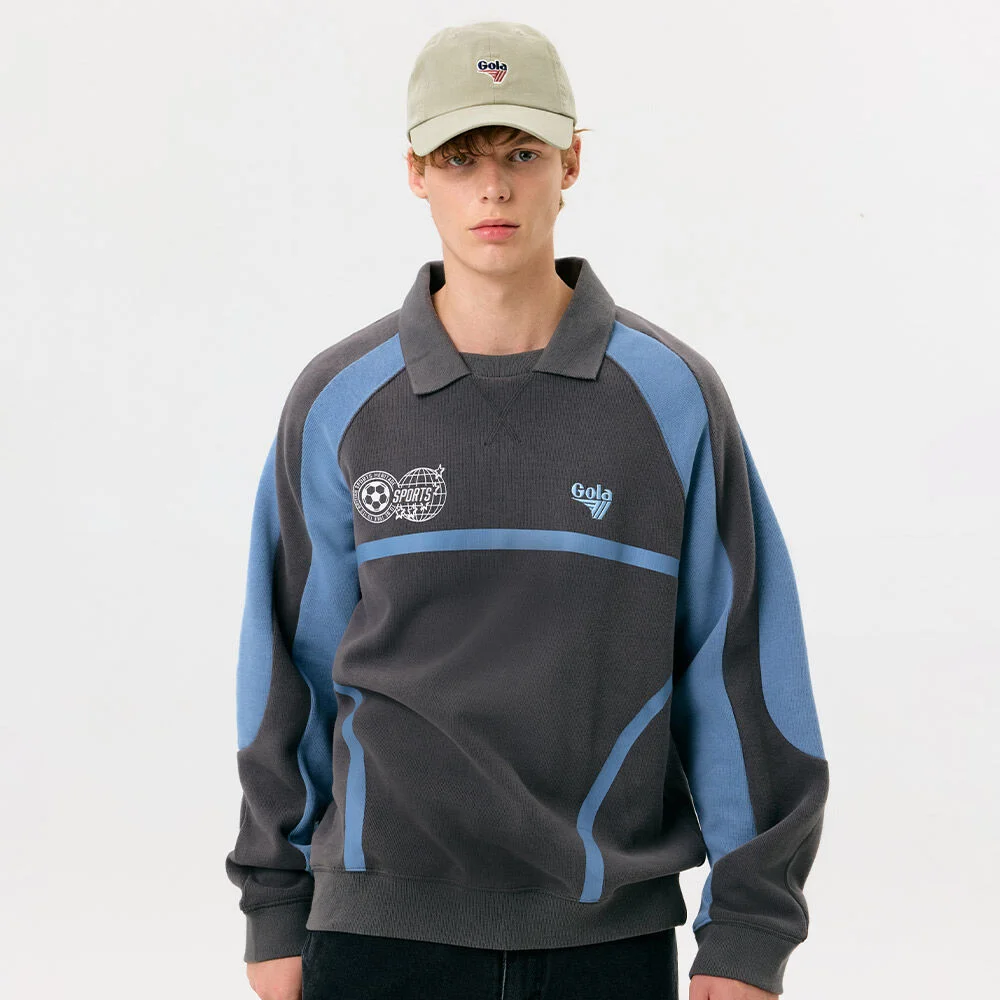 COLOR BLOCK COLLAR SWEAT SHIRTS
