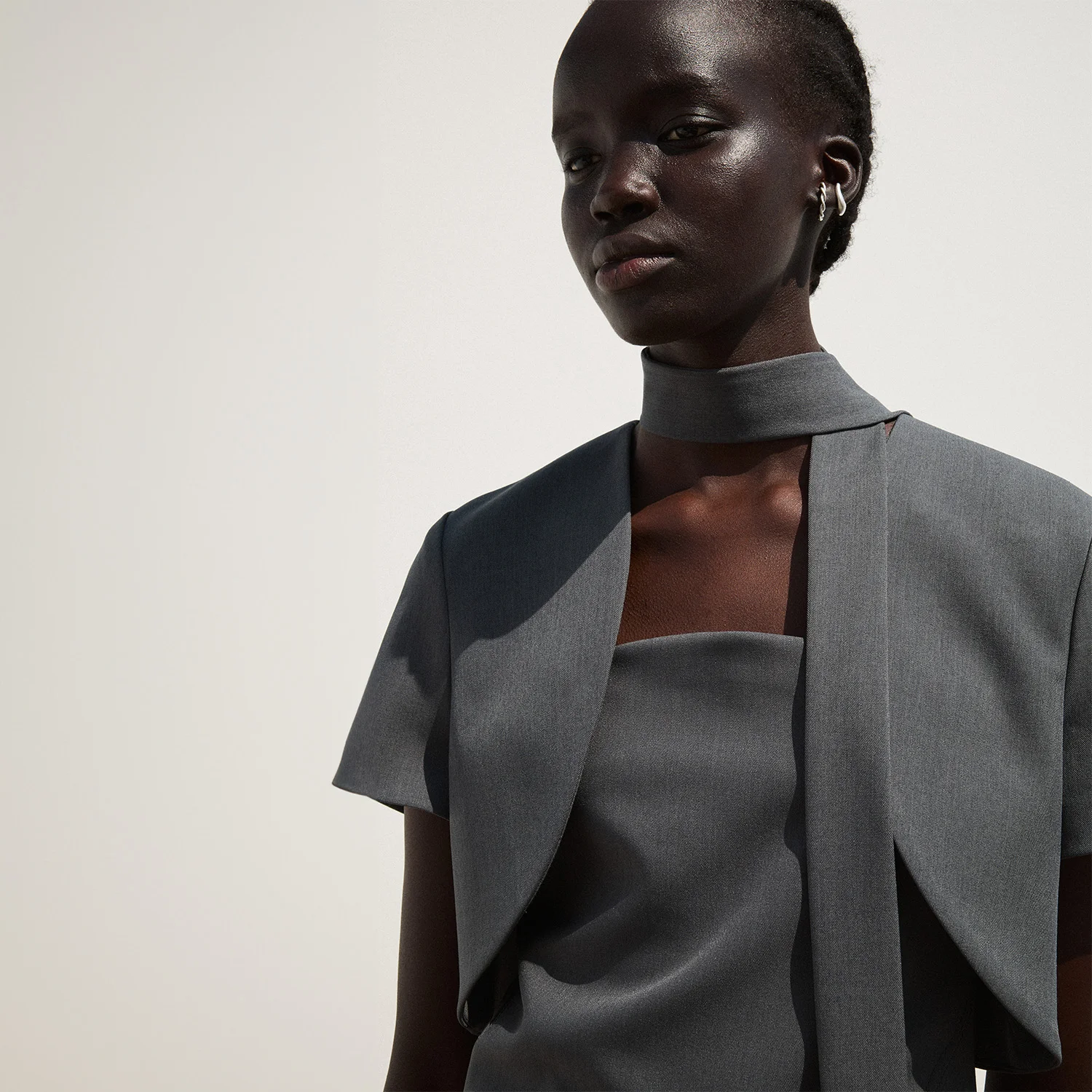 BOLERO HALF SLEEVED CROPPED JACKET CHARCOAL