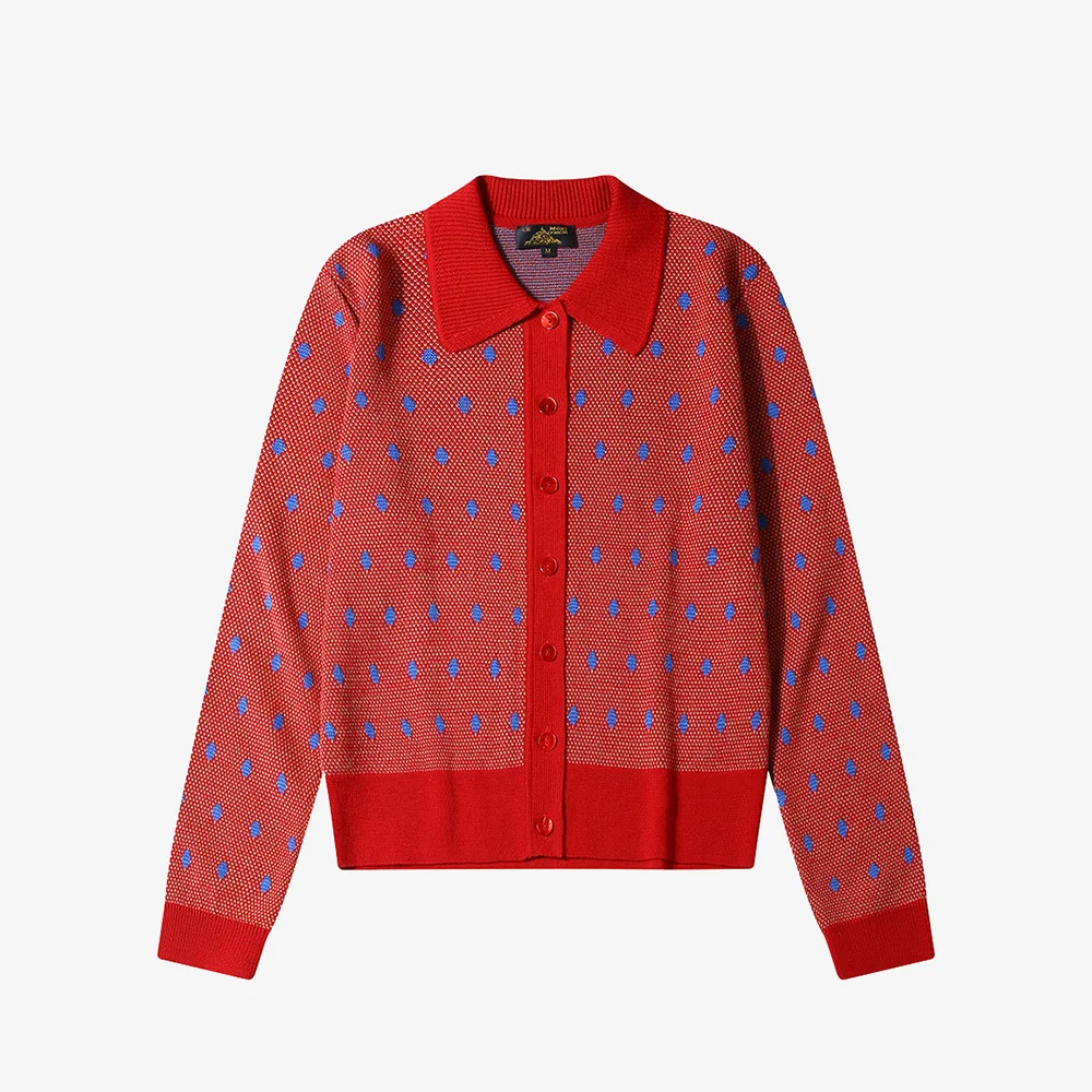 GRIVES-JACQUARD CARDIGAN_Red