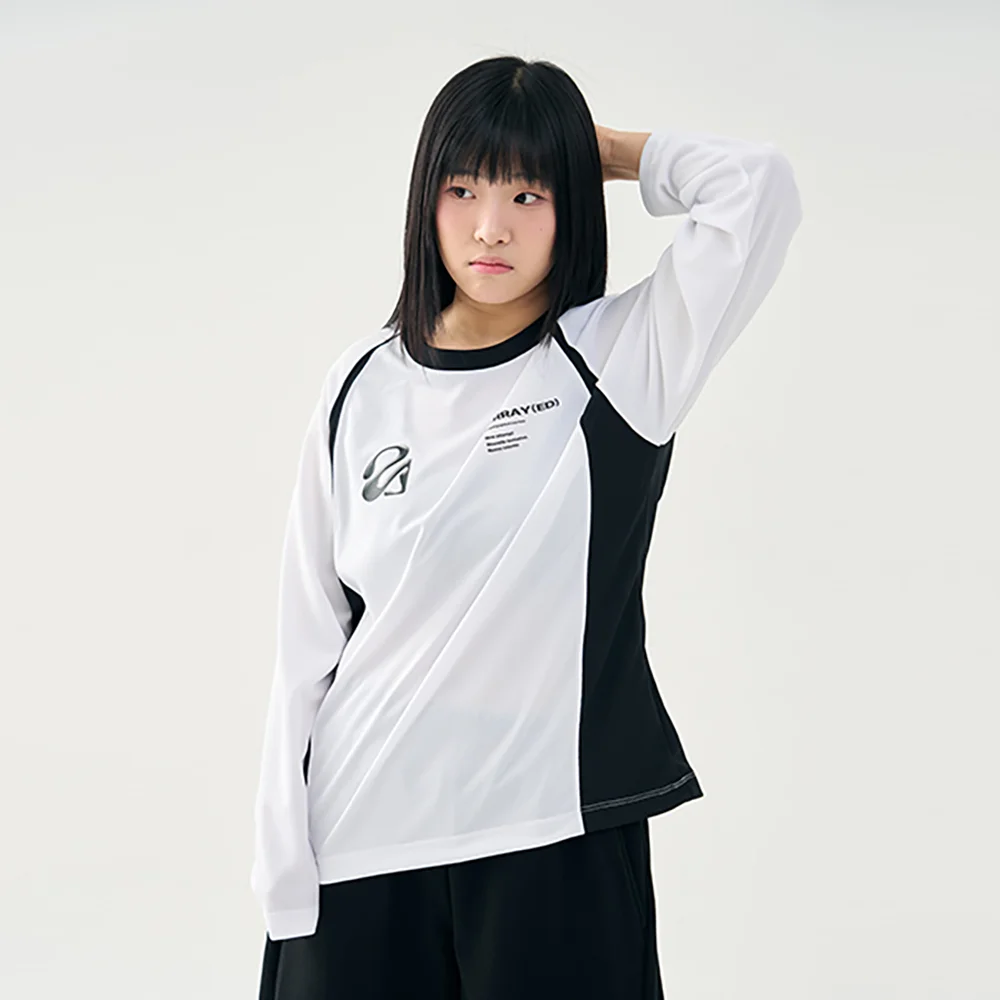 Flat back mesh raglan long sleeve t-shirts