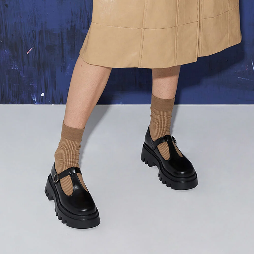 Gabriel T-Strap Loafers Black