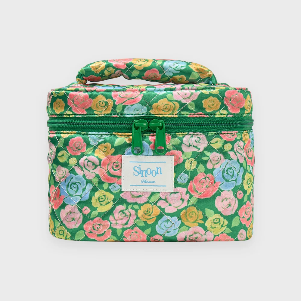 Rose Quilted Pouch (Green Mix)