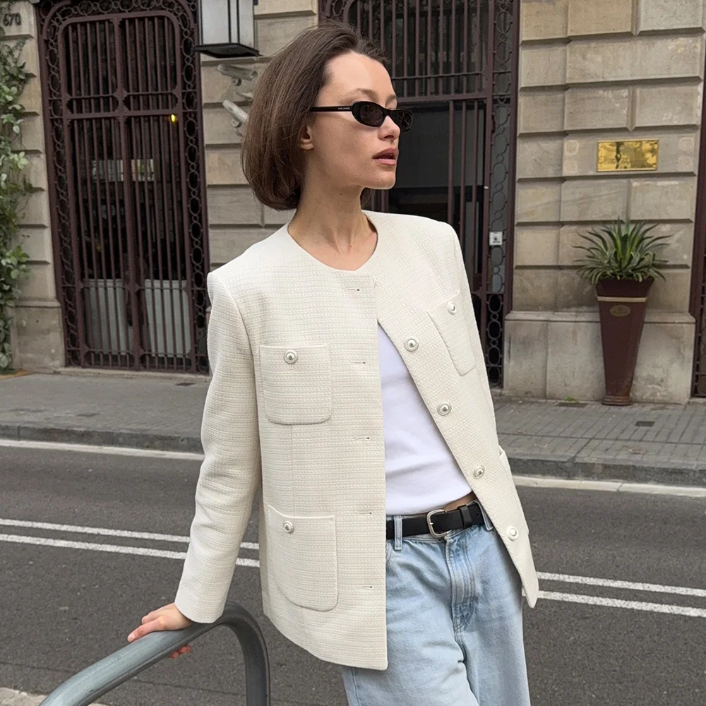 Serena 粗花呢 半 外套_象牙色 / SERENA TWEED HALF JACKET_IVORY
