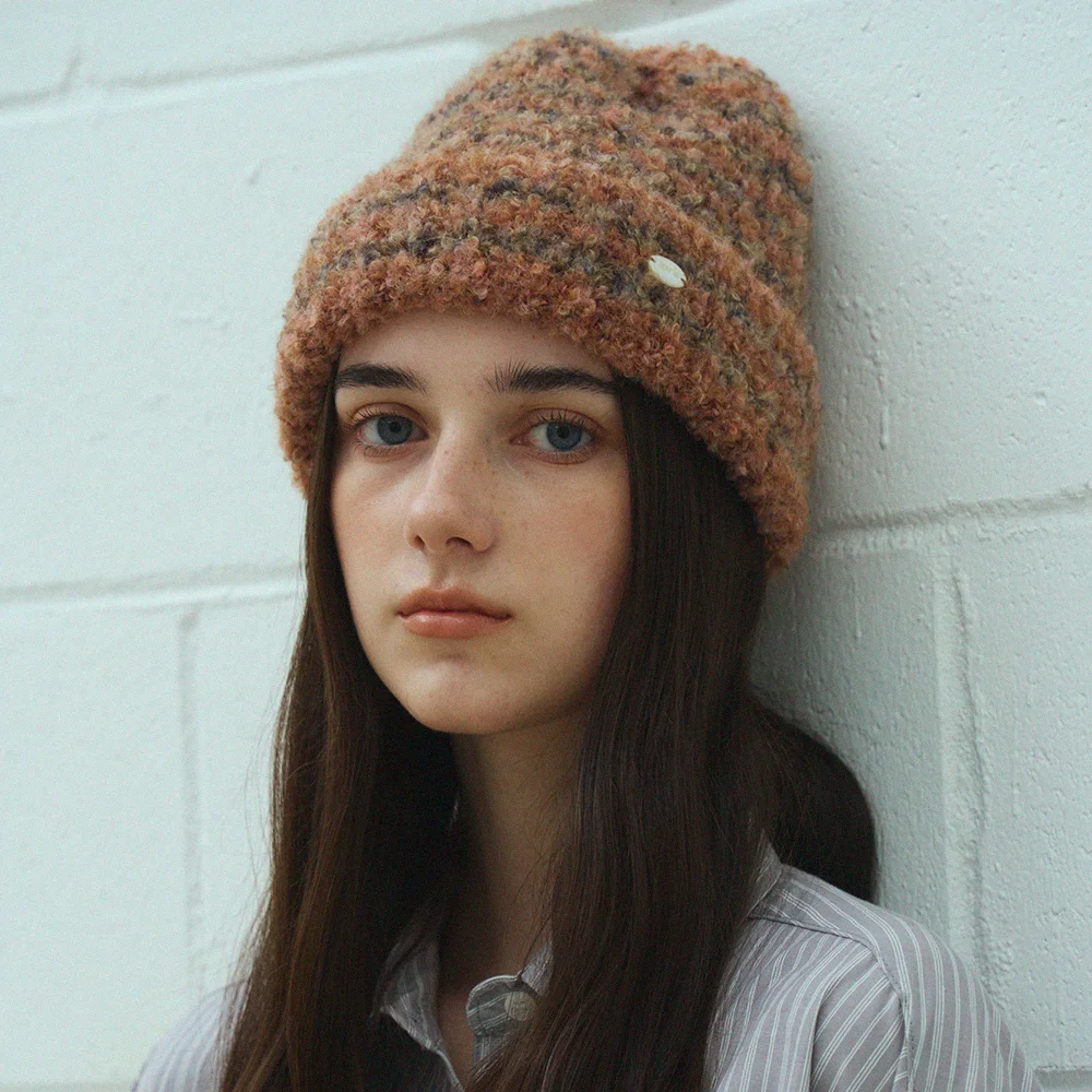 Stripe boucle beanie_5color