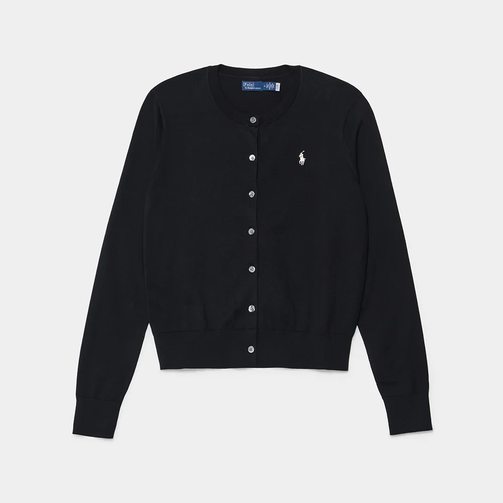 純棉 圓領 開衫 (BLACK)