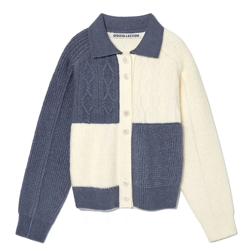 BLOCKING CABLE KNIT CARDIGAN