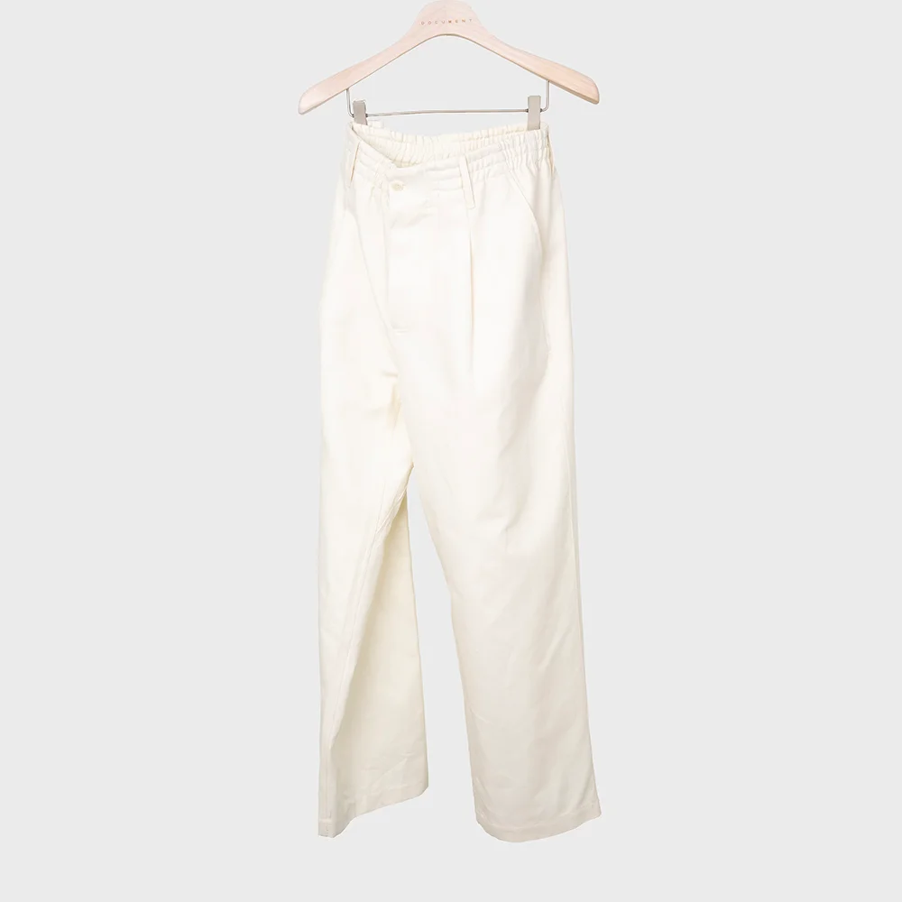 COTTON LINEN DOBBY EASY PANTS_WHITE