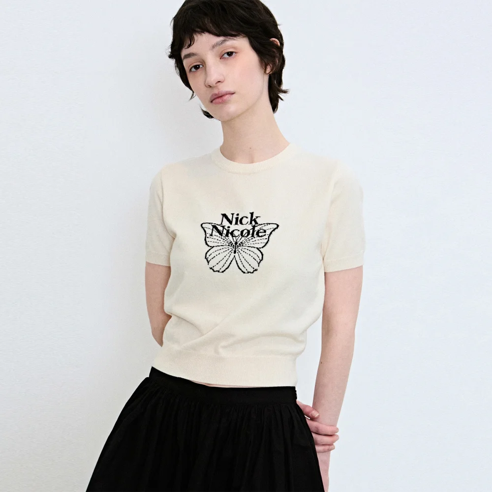 MINI BUTTERFLY SIGNATURE HALF KNIT_CREAM