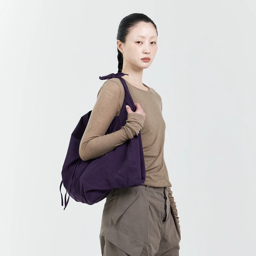 GARMENT DYED 2 WAY STRAP TOTE BAG (LARGE) MIDNIGHT PURPLE