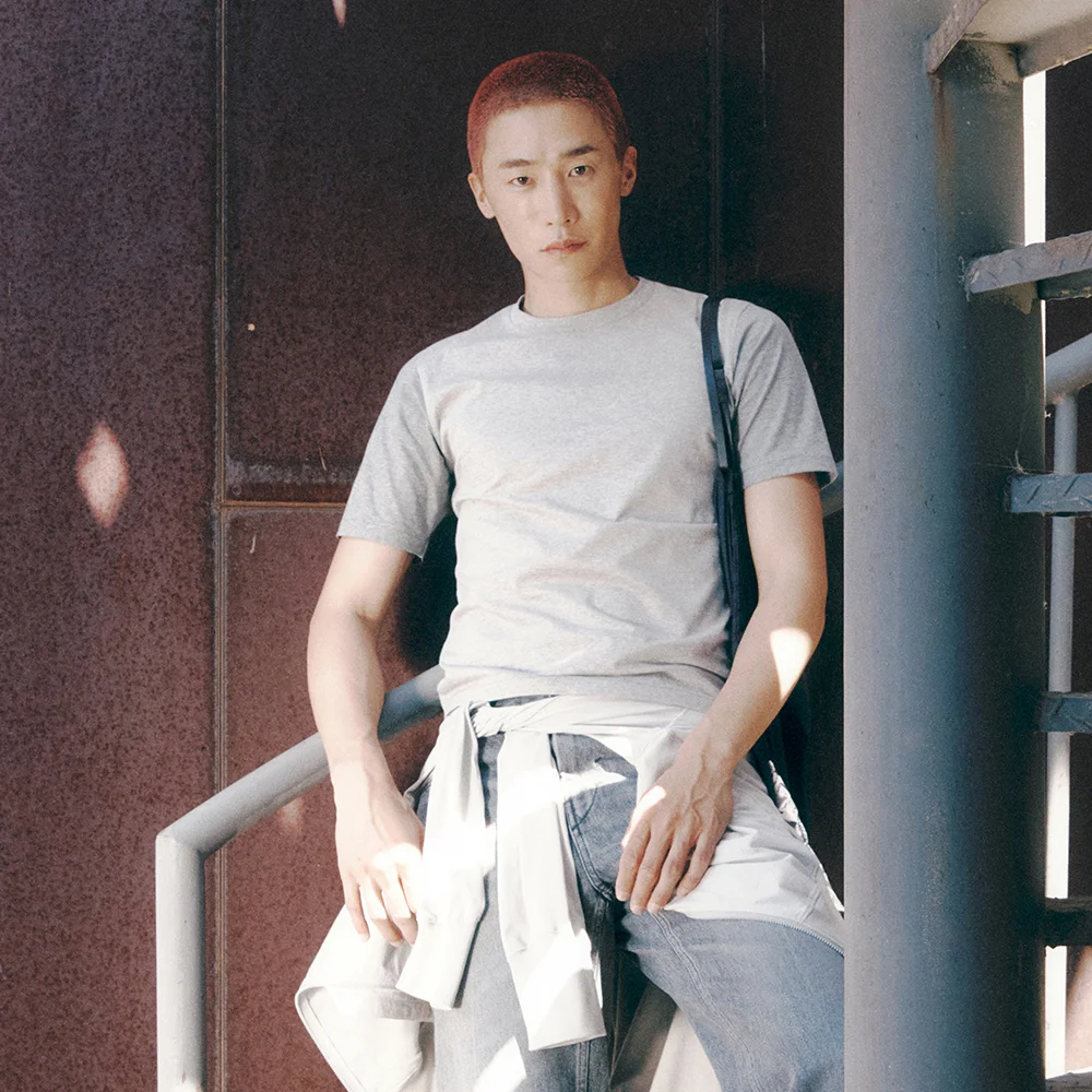 CONTRAST HALF SLEEVE T-SHIRTS MELANGE GREY