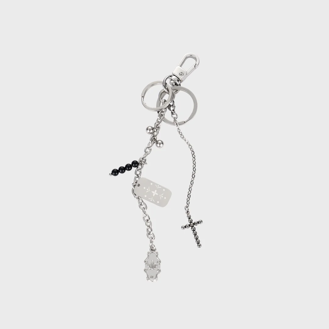 cross ball key ring-silver