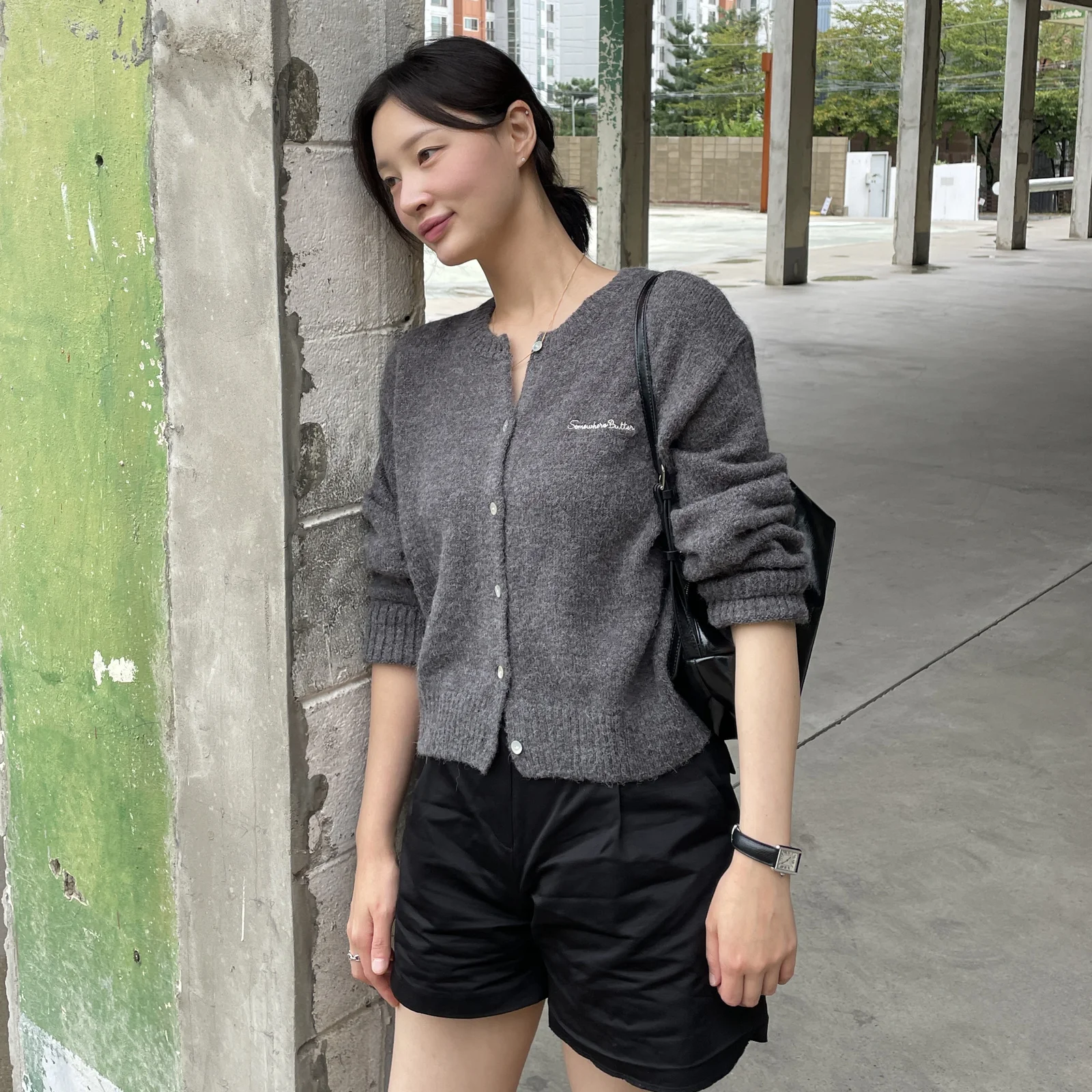 Manon Alpaca Cardigan - Charcoal