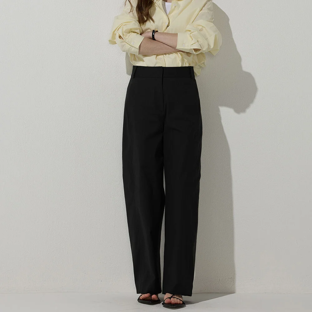 Curved cotton pants - Black