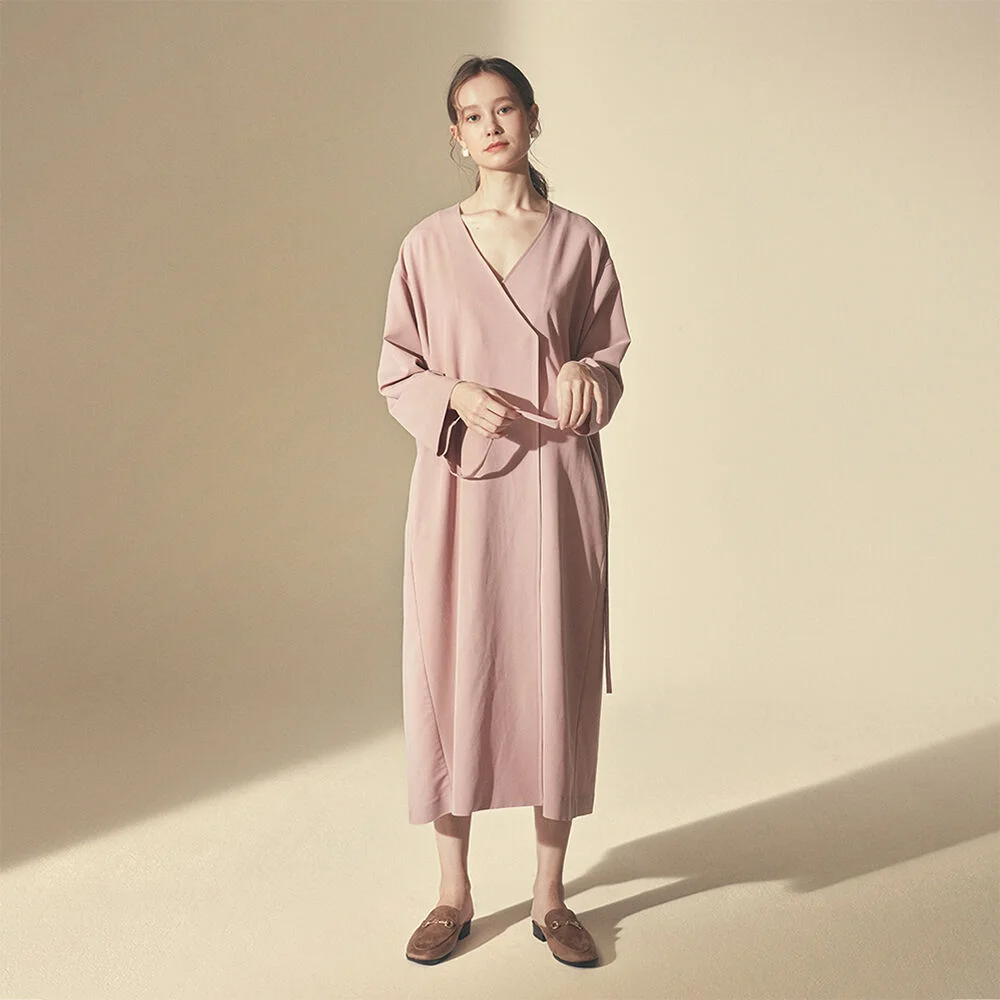 STRING ONE-PIECE ROBE_Indian pink