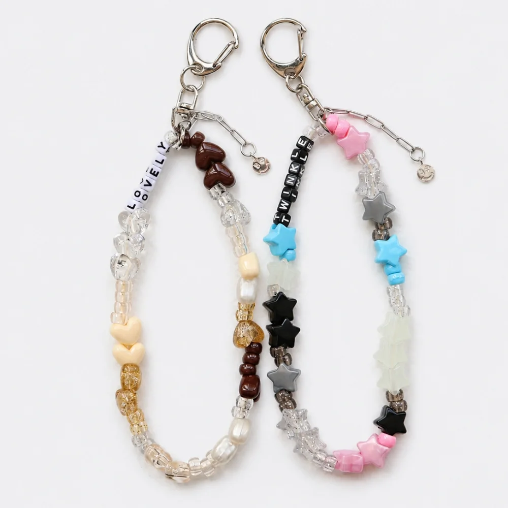 Heart, Star initial custom key ring 亞克力 心形 星星 串珠 肩帶 字母 鑰匙扣