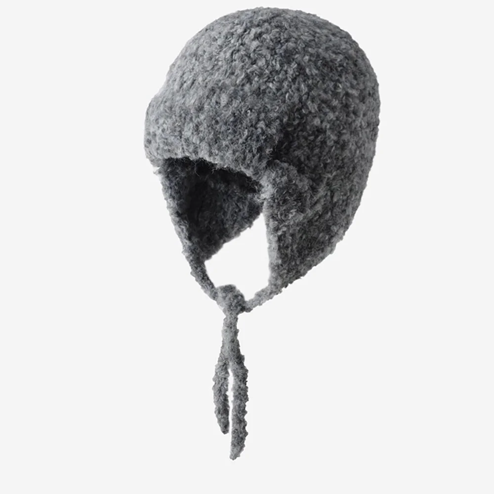 粉彩色 圈圈紗 針織衫 Bonnet Hat 灰色