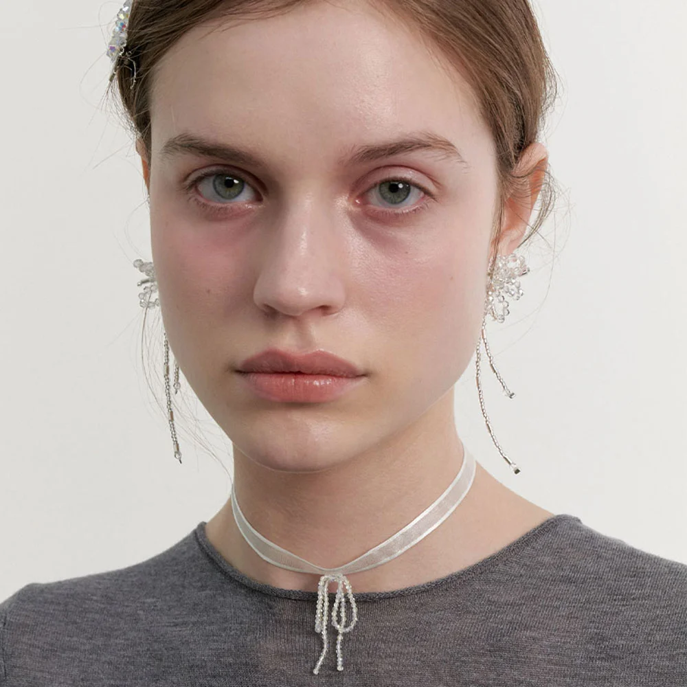 Shining Beads Ribbon Choker (L241MNK060)