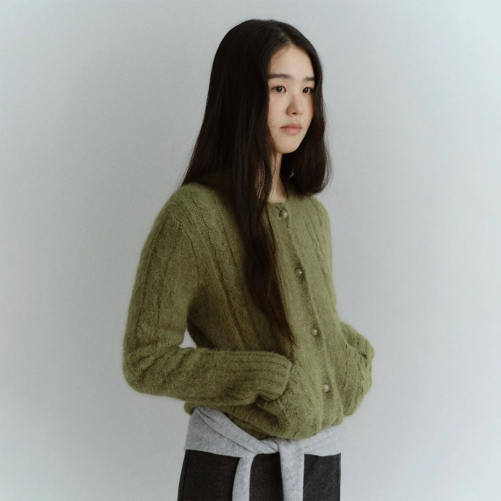 TWISTED ALPACA CARDIGAN (OLIVE)