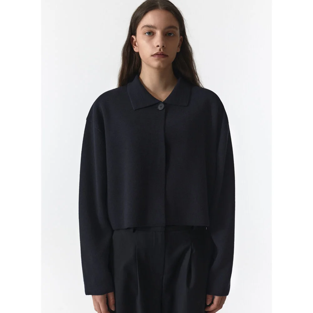 WOOL CROPPED KNIT CARDIGAN WOMEN JA