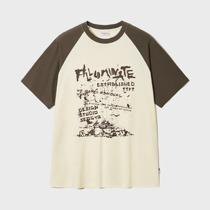 Mess 插肩 T恤-啡色