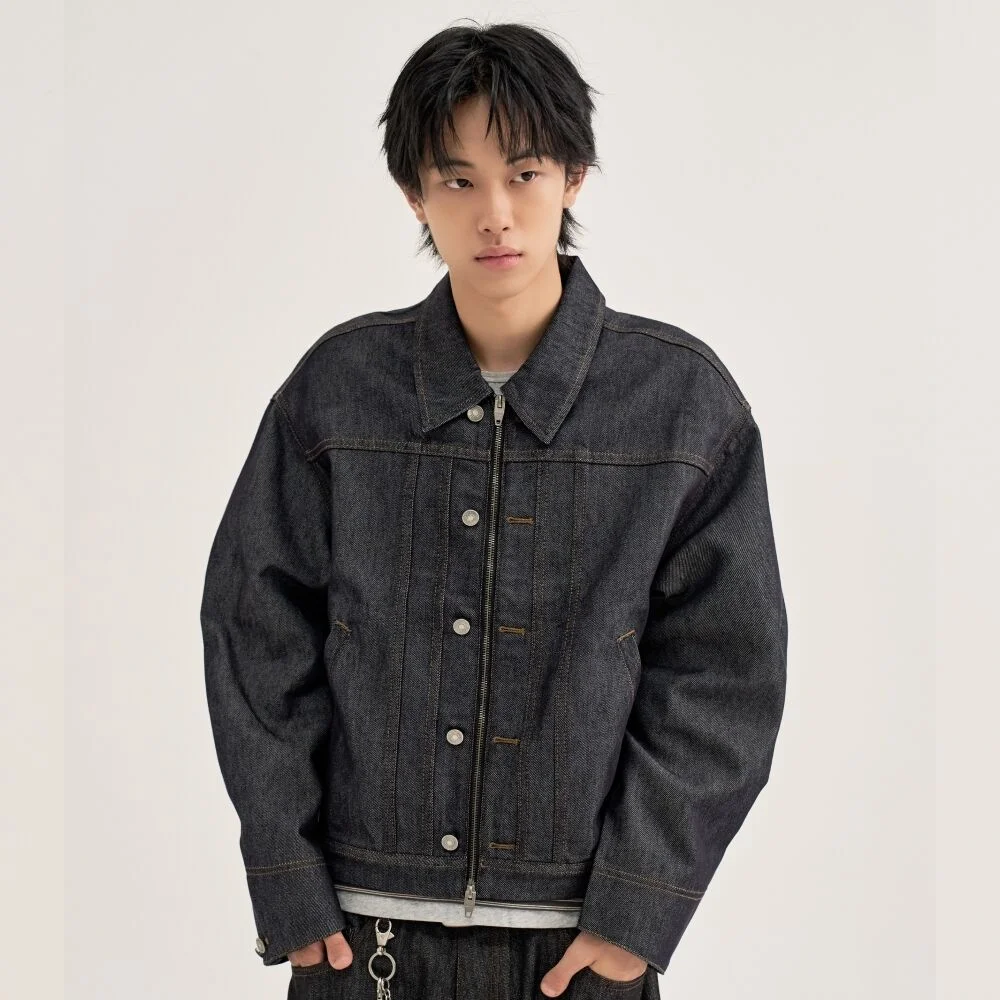 牛仔 Trucker 外套_黑色