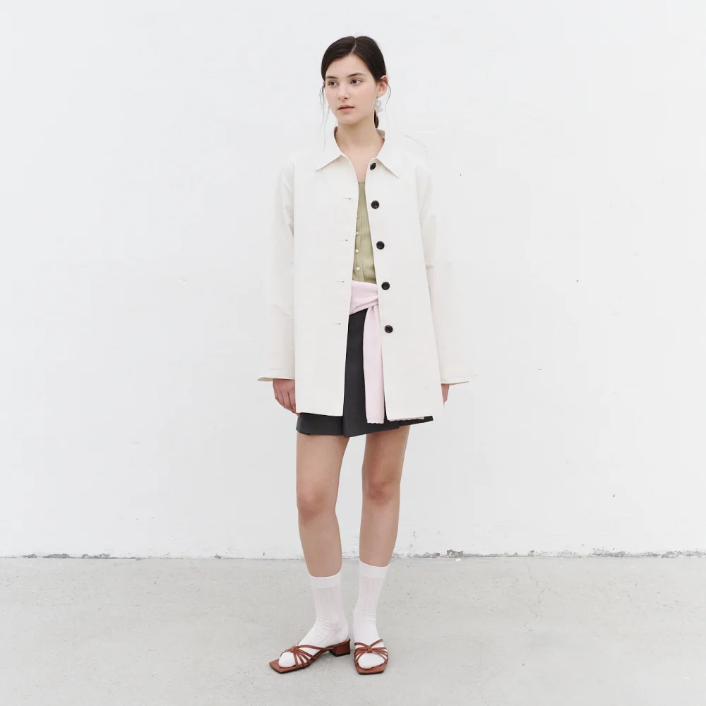 SHIA COTTON HALF TRENCH COAT_IVORY