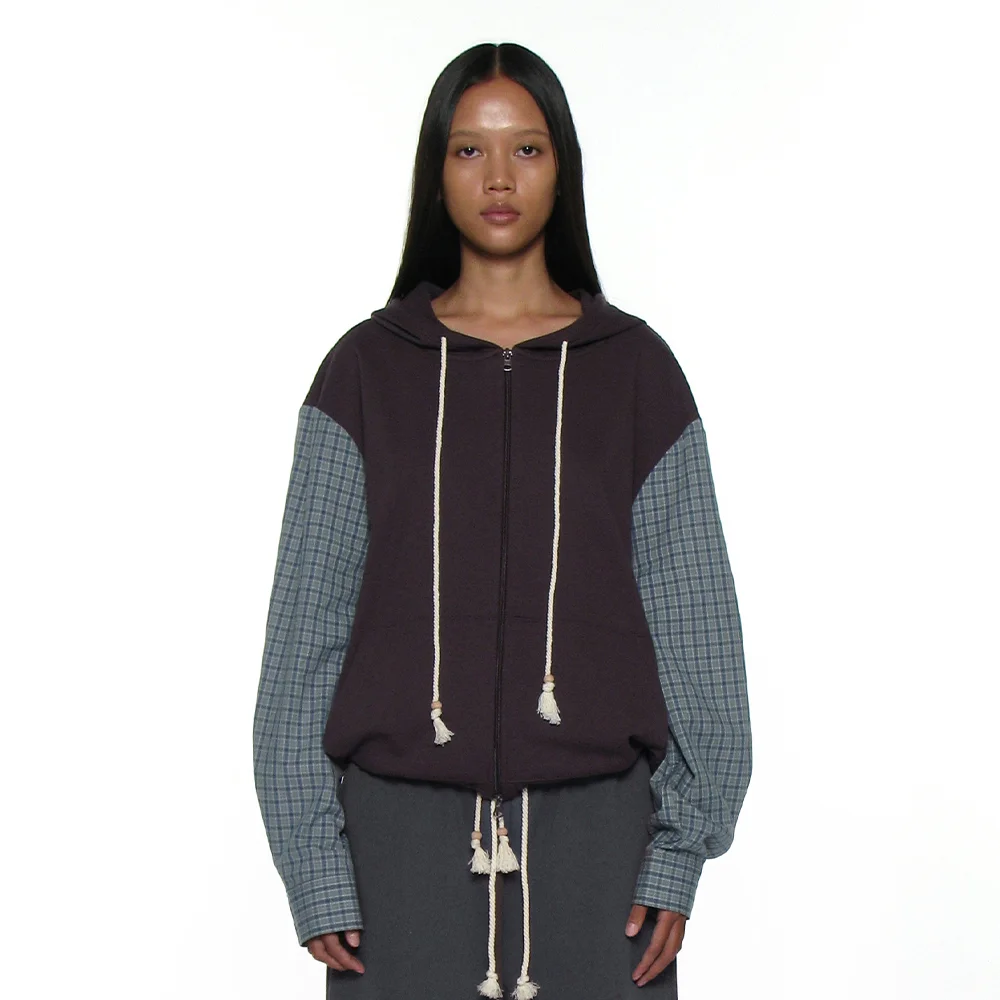 PWC COMBI TERRY HOODIE JUMPER_RED BEAN