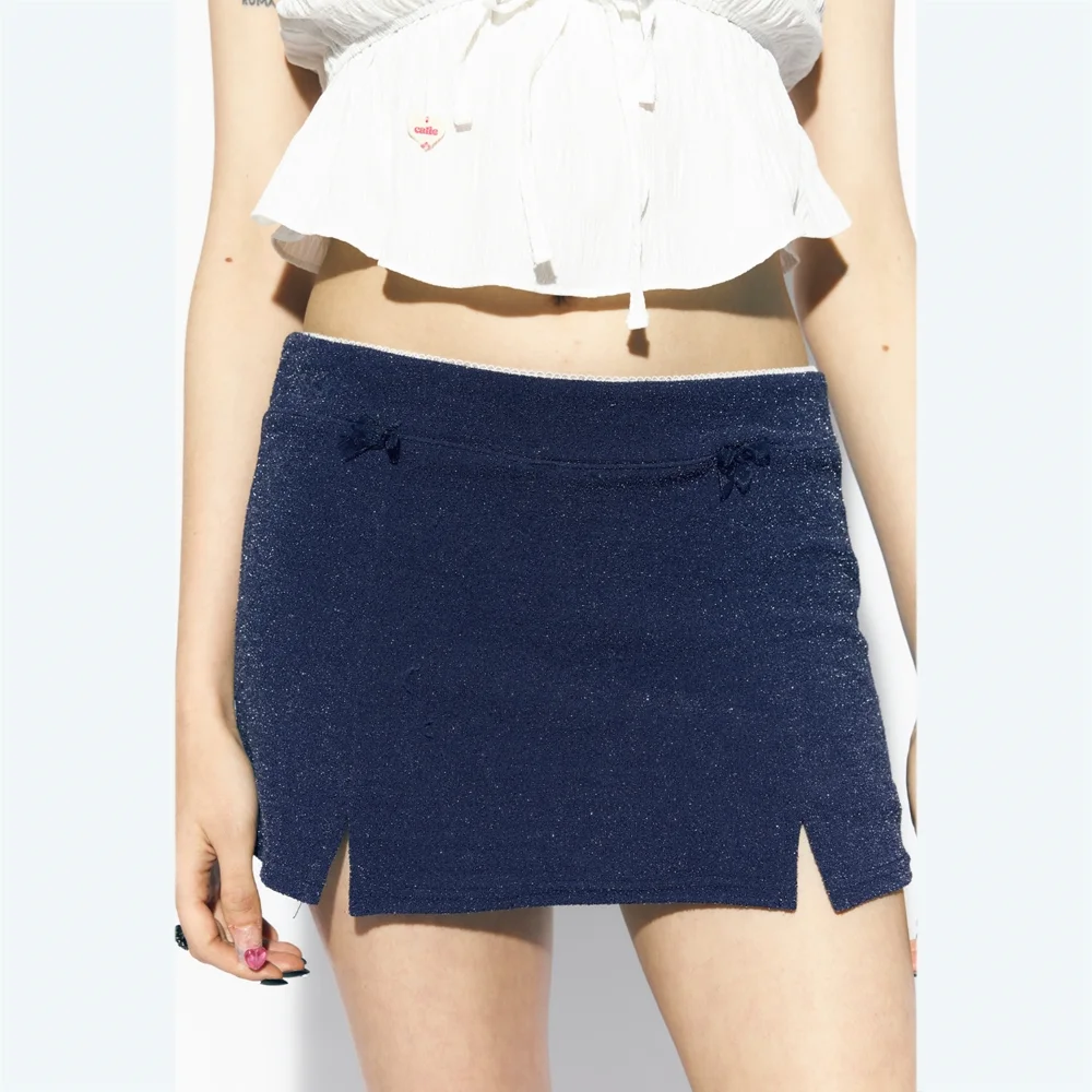 SLIT TIGHT MINI SKIRT NAVY
