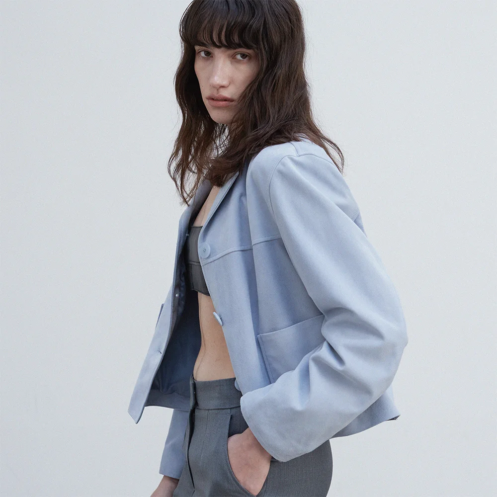 Suede Three Button JK_Alry Blue