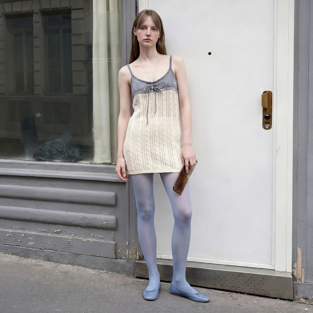 Ribbon Cable Knit One-Piece (Melange Grey)