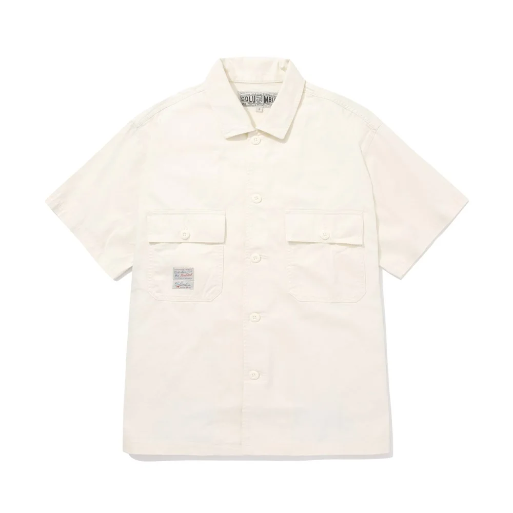 SL-LABEL TWO POCKET COTTON S/S SHIRTS 象牙色