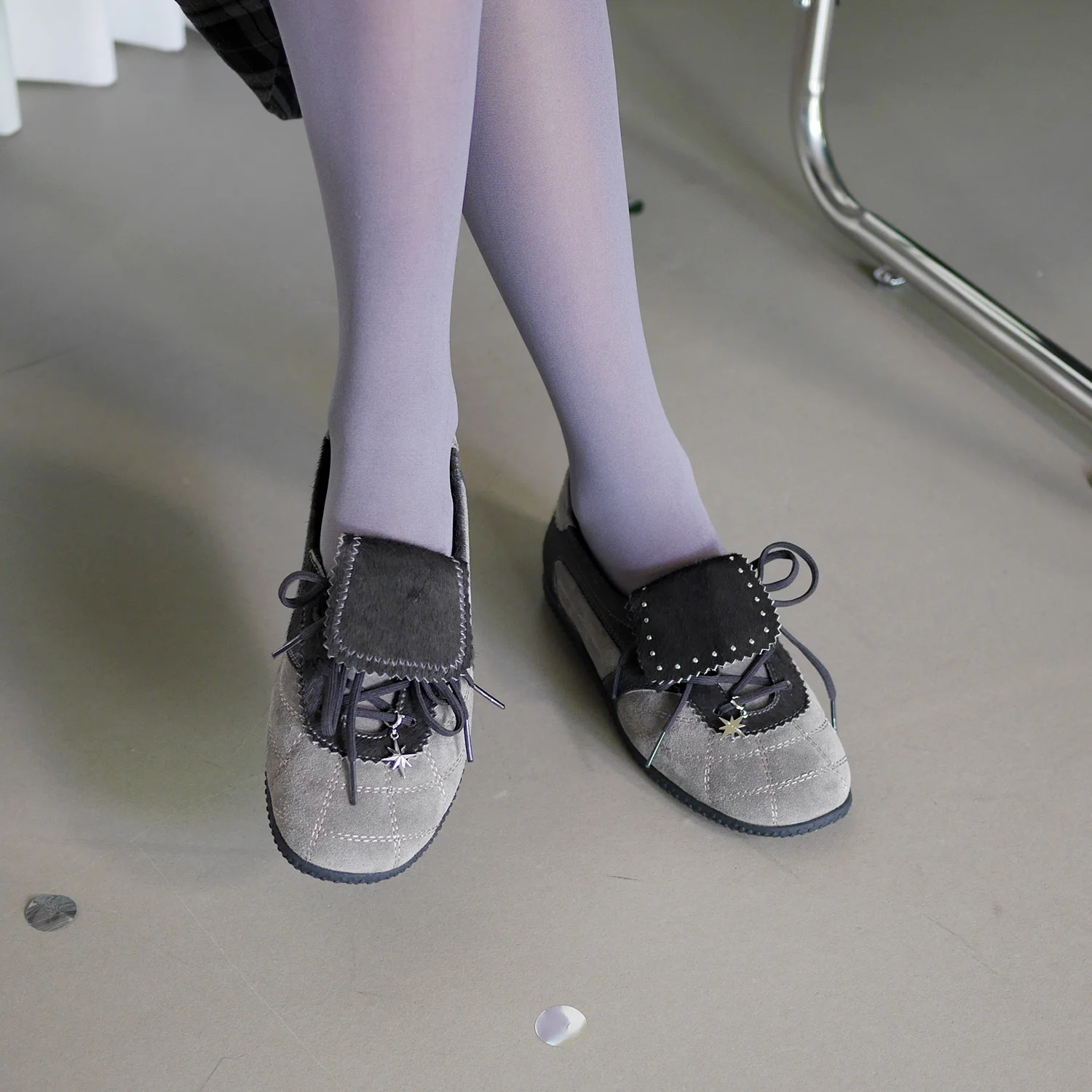 3-Way Foldover Tongue Sneakers / Charcoal
