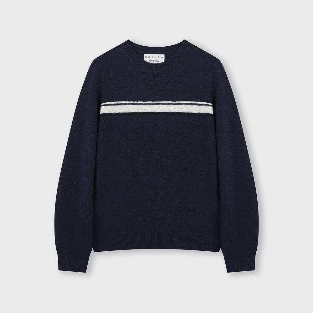 STRIPE ALPACA KNIT NAVY