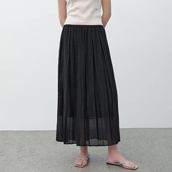 MOIRE RIBBON STRING SKIRT(SK-5018)_2Colors