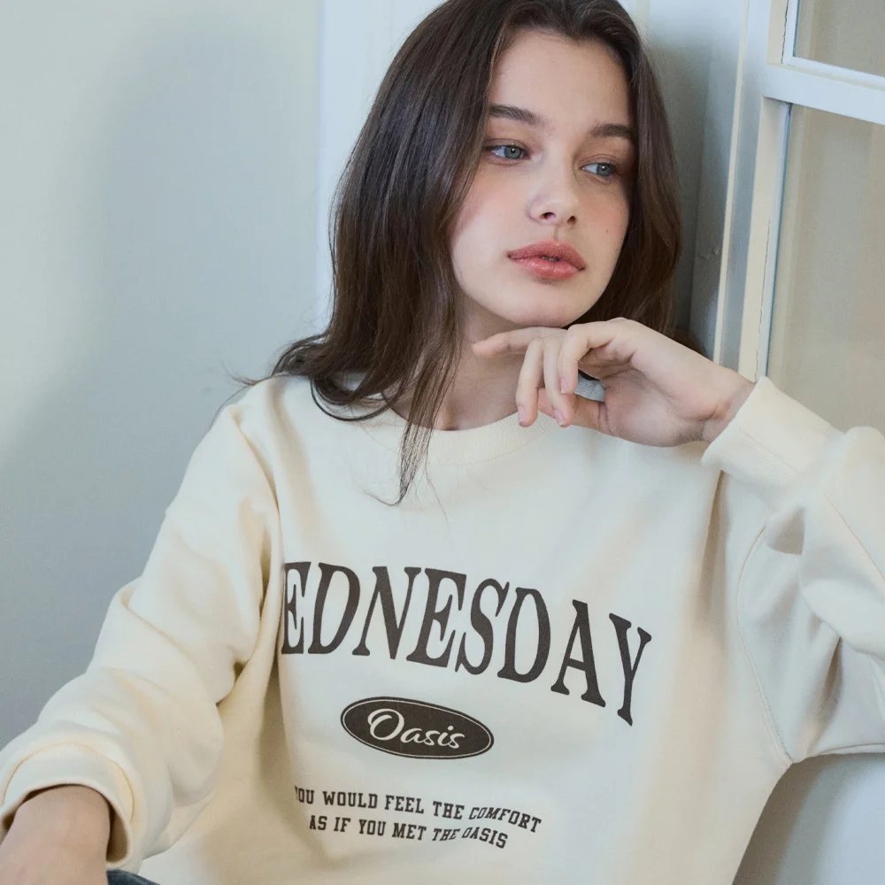 Signature Semi-Crop Sweatshirt_Cream(W25-TP15)