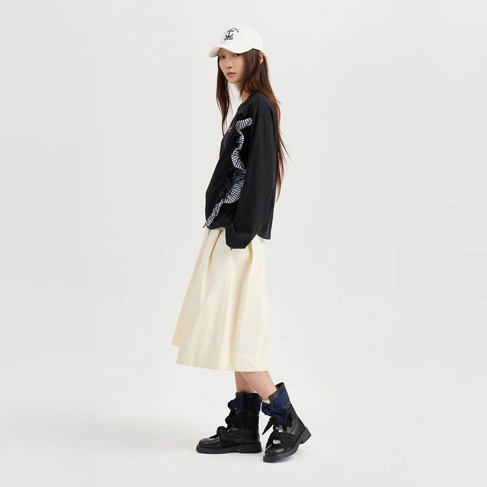 Tuck Banding Midi Skirt (ivory) LFKAM26850IVX